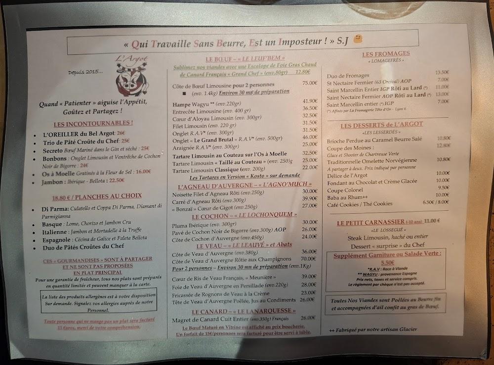 L'Argot - Menu Image 1
